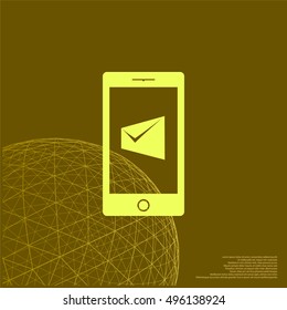 Flat paper cut style icon of Short Message. Vector illustration