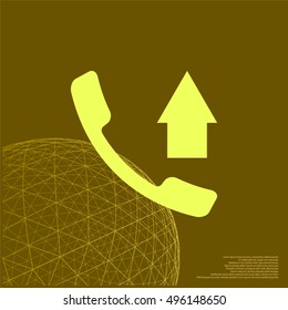 Flat paper cut style icon of out-coming call. Vector illustration