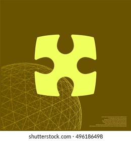 Flat paper cut style icon of puzzle part
