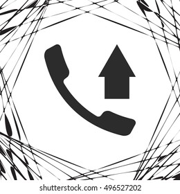 Flat paper cut style icon of out-coming call. Vector illustration