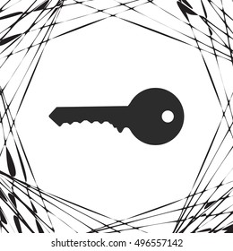 Flat paper cut style icon of an old key. Vector illustration