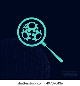 Flat paper cut style icon of magnifier. Vector illustration