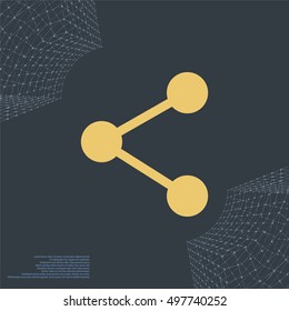 Flat paper cut style icon of share. Vector illustration