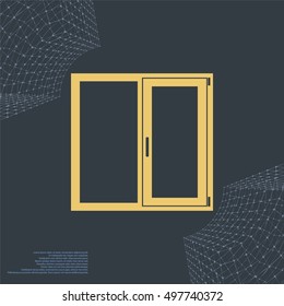 Flat paper cut style icon of modern window. Vector illustration