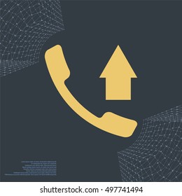 Flat paper cut style icon of out-coming call. Vector illustration