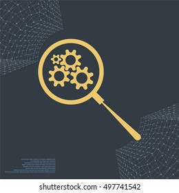 Flat paper cut style icon of magnifier. Vector illustration