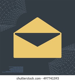 Flat paper cut style icon of envelope. E-mail symbol
