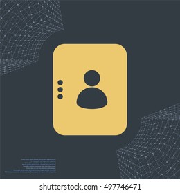 Flat paper cut style icon of an address book. Vector illustration