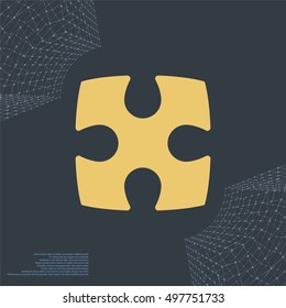 Flat paper cut style icon of puzzle part
