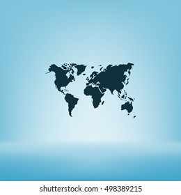 Flat paper cut style icon of World Map. Vector illustration