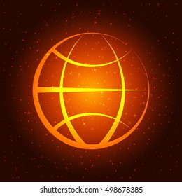 Flat paper cut style icon of globe. Vector illustration