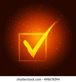Flat paper cut style icon of check box. Vector illustration