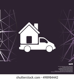 Flat paper cut style icon of vehicle. Delivery car symbol vector illustration