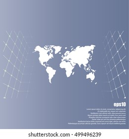 Flat paper cut style icon of World Map. Vector illustration