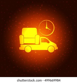 Flat paper cut style icon of vehicle. Delivery car symbol vector illustration
