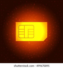 Flat paper cut style icon of a sim card. Vector illustration