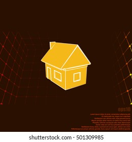 Flat paper cut style icon of house model vector illustration
