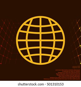 Flat paper cut style icon of globe. Vector illustration