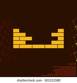 Flat paper cut style icon of brickwork fragment. Vector illustration