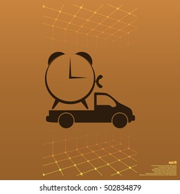 Flat paper cut style icon of vehicle. Delivery car symbol vector illustration