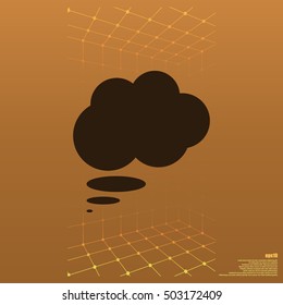Flat paper cut style icon of thought cloud. Vector illustration