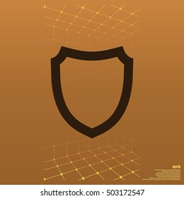 Flat paper cut style icon of a shield. Vector illustration