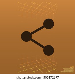 Flat paper cut style icon of share. Vector illustration