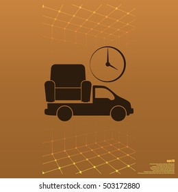 Flat paper cut style icon of vehicle. Delivery car symbol vector illustration
