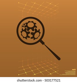 Flat paper cut style icon of magnifier. Vector illustration