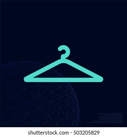 Flat paper cut style icon of hanger. Vector illustration