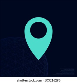 Flat paper cut style icon of map pointer vector illustration