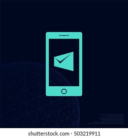 Flat paper cut style icon of Short Message. Vector illustration