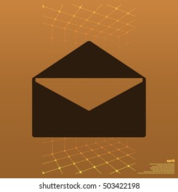 Flat paper cut style icon of envelope. E-mail symbol