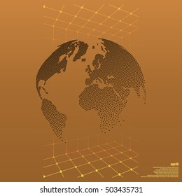 Flat paper cut style icon of globe. Vector illustration