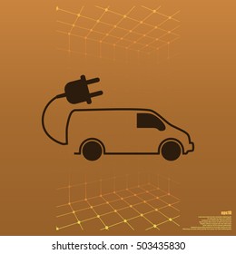 Flat paper cut style icon of an eco car. Vector illustration