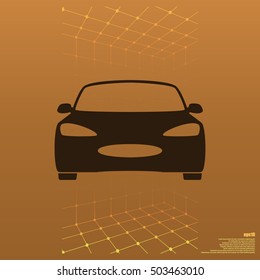 Flat paper cut style icon of a car. Vector illustration
