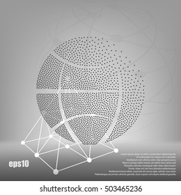 Flat paper cut style icon of globe. Vector illustration