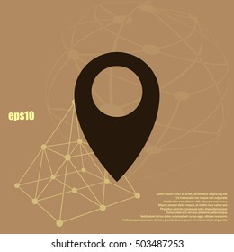 Flat paper cut style icon of map pointer vector illustration