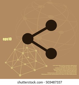 Flat paper cut style icon of share. Vector illustration