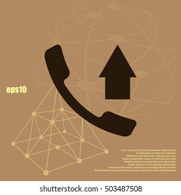 Flat paper cut style icon of out-coming call. Vector illustration