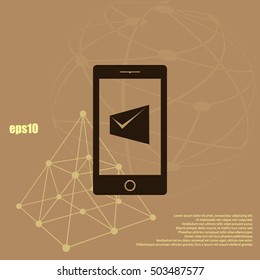 Flat paper cut style icon of Short Message. Vector illustration