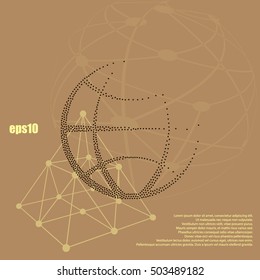Flat paper cut style icon of globe. Vector illustration