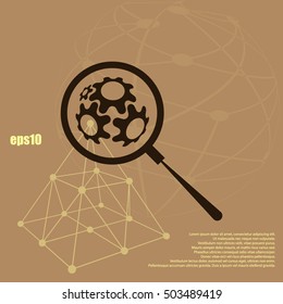 Flat paper cut style icon of magnifier. Vector illustration