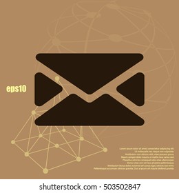 Flat paper cut style icon of envelope. E-mail symbol