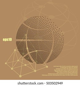 Flat paper cut style icon of globe. Vector illustration