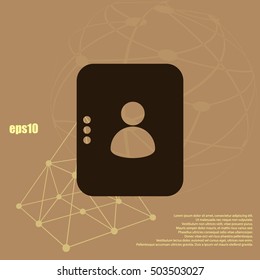 Flat paper cut style icon of an address book. Vector illustration