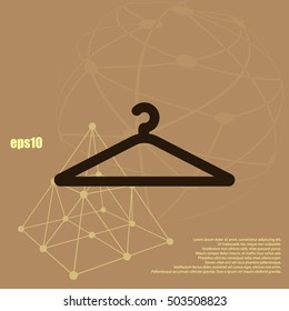 Flat paper cut style icon of hanger. Vector illustration