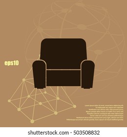Flat paper cut style icon of furniture. Vector illustration