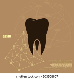 Flat paper cut style icon of tooth. Dentistry symbol icon vector illustration