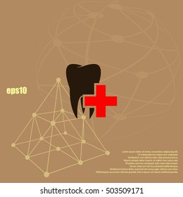 Flat paper cut style icon of tooth. Dentistry symbol icon vector illustration